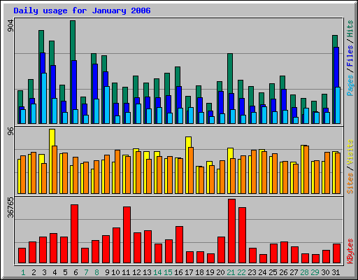 Daily usage for January 2006