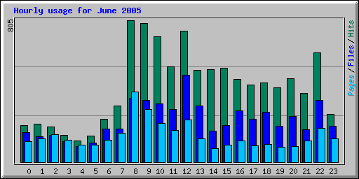 Hourly usage for June 2005